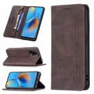 For OPPO A74 4G / F19 4G Magnetic RFID Blocking Anti-Theft Leather Case with Holder & Card Slots & Wallet(Brown) - 1