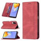 For vivo Y51 2020 / Y51a / Y51s Magnetic RFID Blocking Anti-Theft Leather Case with Holder & Card Slots & Wallet(Red) - 1