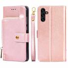 For Samsung Galaxy A13 5G Zipper Bag PU + TPU Horizontal Flip Leather Case with Holder & Card Slot & Wallet & Lanyard(Rose Gold) - 1