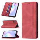 For Xiaomi Redmi 9A Magnetic RFID Blocking Anti-Theft Leather Case with Holder & Card Slots & Wallet(Red) - 1