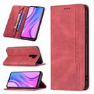 For Xiaomi Redmi 9 Magnetic RFID Blocking Anti-Theft Leather Case with Holder & Card Slots & Wallet(Red) - 1
