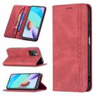 For Xiaomi Redmi 10 Magnetic RFID Blocking Anti-Theft Leather Case with Holder & Card Slots & Wallet(Red) - 1