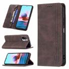 For Xiaomi Redmi Note 10 4G / Note 10S Magnetic RFID Blocking Anti-Theft Leather Case with Holder & Card Slots & Wallet(Brown) - 1