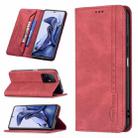 For Xiaomi 11T / 11T Pro Magnetic RFID Blocking Anti-Theft Leather Case with Holder & Card Slots & Wallet(Red) - 1