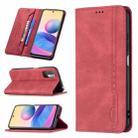 For Xiaomi Poco M3 Pro/Redmi Note 10 5G/Note 10T 5G Magnetic RFID Blocking Anti-Theft Leather Case with Holder & Card Slots & Wallet(Red) - 1