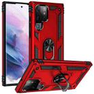 For Samaung Galaxy S22 Ultra 5G Shockproof TPU + PC Protective Case with 360 Degree Rotating Holder(Red) - 1