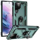 For Samaung Galaxy S22 Ultra 5G Shockproof TPU + PC Protective Case with 360 Degree Rotating Holder(Dark Green) - 1