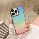 For iPhone 11 Pro Max Glitter Powder Electroplating Smudge Gradient Shockproof Phone Case (Gradient Blue Pink J9) - 1