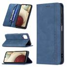 For Samsung Galaxy A12 Magnetic RFID Blocking Anti-Theft Leather Case with Holder & Card Slots & Wallet(Blue) - 1
