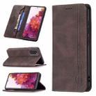 For Samsung Galaxy S20 FE Magnetic RFID Blocking Anti-Theft Leather Case with Holder & Card Slots & Wallet(Brown) - 1