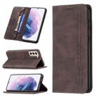 For Samsung Galaxy S21+ 5G Magnetic RFID Blocking Anti-Theft Leather Case with Holder & Card Slots & Wallet(Brown) - 1