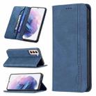 For Samsung Galaxy S21+ 5G Magnetic RFID Blocking Anti-Theft Leather Case with Holder & Card Slots & Wallet(Blue) - 1