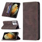 For Samsung Galaxy S21 Ultra 5G Magnetic RFID Blocking Anti-Theft Leather Case with Holder & Card Slots & Wallet(Brown) - 1