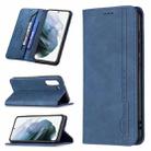 For Samsung Galaxy S21 FE 5G Magnetic RFID Blocking Anti-Theft Leather Case with Holder & Card Slots & Wallet(Blue) - 1