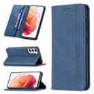 For Samsung Galaxy S21 5G Magnetic RFID Blocking Anti-Theft Leather Case with Holder & Card Slots & Wallet(Blue) - 1