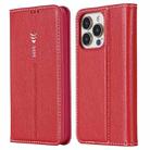 For iPhone 13 GEBEI PU+TPU Horizontal Flip Protective Case with Holder & Card Slots(Rose Red) - 1