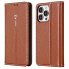 For iPhone 13 GEBEI PU+TPU Horizontal Flip Protective Case with Holder & Card Slots(Brown) - 1