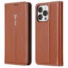 For iPhone 13 Pro GEBEI PU+TPU Horizontal Flip Protective Case with Holder & Card Slots (Brown) - 1