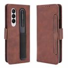 For Samsung Galaxy Z Fold3 5G Skin Feel Calf Pattern Horizontal Flip Leather Case with Holder & Card Slots & Photo Frame & Pen Slot(Brown) - 1