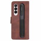 For Samsung Galaxy Z Fold3 5G Skin Feel Calf Pattern Horizontal Flip Leather Case with Holder & Card Slots & Photo Frame & Pen Slot(Brown) - 3