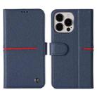 For iPhone 13 GEBEI Top-grain Leather Horizontal Flip Protective Case with Holder & Card Slots & Wallet & Photo Frame(Blue) - 1