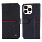 For iPhone 13 Pro GEBEI Top-grain Leather Horizontal Flip Protective Case with Holder & Card Slots & Wallet & Photo Frame (Black) - 1