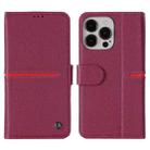 For iPhone 13 Pro Max GEBEI Top-grain Leather Horizontal Flip Protective Case with Holder & Card Slots & Wallet & Photo Frame (Red Wine) - 1