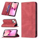 For iPhone 13 Magnetic RFID Blocking Anti-Theft Leather Case with Holder & Card Slots & Wallet(Red) - 1