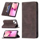 For iPhone 13 Magnetic RFID Blocking Anti-Theft Leather Case with Holder & Card Slots & Wallet(Brown) - 1