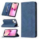 For iPhone 13 Magnetic RFID Blocking Anti-Theft Leather Case with Holder & Card Slots & Wallet(Blue) - 1