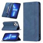 For iPhone 13 Pro Max Magnetic RFID Blocking Anti-Theft Leather Case with Holder & Card Slots & Wallet (Blue) - 1