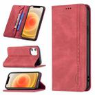 For iPhone 12 mini Magnetic RFID Blocking Anti-Theft Leather Case with Holder & Card Slots & Wallet (Red) - 1