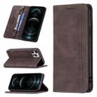 For iPhone 12 / 12 Pro Magnetic RFID Blocking Anti-Theft Leather Case with Holder & Card Slots & Wallet(Brown) - 1