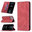 For iPhone 12 Pro Max Magnetic RFID Blocking Anti-Theft Leather Case with Holder & Card Slots & Wallet(Red) - 1
