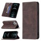 For iPhone 12 Pro Max Magnetic RFID Blocking Anti-Theft Leather Case with Holder & Card Slots & Wallet(Brown) - 1