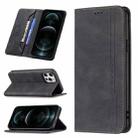 For iPhone 12 Pro Max Magnetic RFID Blocking Anti-Theft Leather Case with Holder & Card Slots & Wallet(Black) - 1