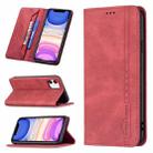 For iPhone 11 Magnetic RFID Blocking Anti-Theft Leather Case with Holder & Card Slots & Wallet (Red) - 1