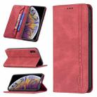 For iPhone XS Max Magnetic RFID Blocking Anti-Theft Leather Case with Holder & Card Slots & Wallet(Red) - 1