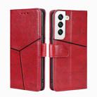 For Samsung Galaxy S22 5G Geometric Stitching Horizontal Flip Leather Case with Holder & Card Slots & Wallet(Red) - 1