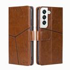 For Samsung Galaxy S22 5G Geometric Stitching Horizontal Flip Leather Case with Holder & Card Slots & Wallet(Light Brown) - 1