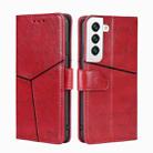 For Samsung Galaxy S22+ 5G Geometric Stitching Horizontal Flip Leather Case with Holder & Card Slots & Wallet(Red) - 1