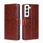 For Samsung Galaxy S22+ 5G Geometric Stitching Horizontal Flip Leather Case with Holder & Card Slots & Wallet(Dark Brown) - 1