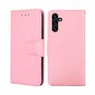 For Samsung Galaxy A13 5G Crystal Texture Horizontal Flip Leather Case with Holder & Card Slots & Wallet(Pink) - 1