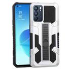 For OPPO Reno6 Vanguard Warrior All Inclusive Double-color Shockproof TPU + PC Protective Case with Holder(Silver) - 1