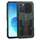 For OPPO Reno6 Vanguard Warrior All Inclusive Double-color Shockproof TPU + PC Protective Case with Holder(Green) - 1