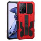 For Xiaomi 11T Vanguard Warrior All Inclusive Double-color Shockproof TPU + PC Protective Case with Holder(Red) - 1