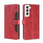 For Samaung Galaxy S22 5G Skin Feel Straw Hat Horizontal Flip Leather Case with Holder & Card Slots(Red) - 1