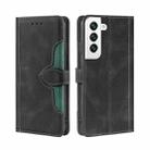 For Samaung Galaxy S22+ 5G Skin Feel Straw Hat Horizontal Flip Leather Case with Holder & Card Slots(Black) - 1