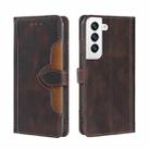 For Samaung Galaxy S22+ 5G Skin Feel Straw Hat Horizontal Flip Leather Case with Holder & Card Slots(Brown) - 1