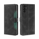 For Samsung Galaxy A13 5G Skin Feel Straw Hat Horizontal Flip Leather Case with Holder & Card Slots(Black) - 1